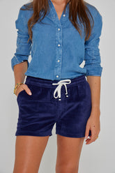 PAPAYO – Short coton Coupe droite – Femme – Bleu marine